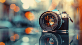 pngtree-a-camera-with-its-lens-open-on-glass-table-surface-blur-image_15924788