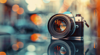 pngtree-a-camera-with-its-lens-open-on-glass-table-surface-blur-image_15924788